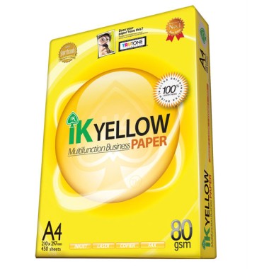 IK Yellow Paper 80gsm - A4 size  (450 sheets)