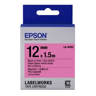 Epson Label Cartridge 12mm Black on Pink Magnetic