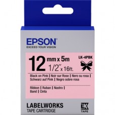 Epson Label Cartridge 12mm Black on Pink Ribbon Epson Label Cartridge 12mm Black on Pink Ribbon