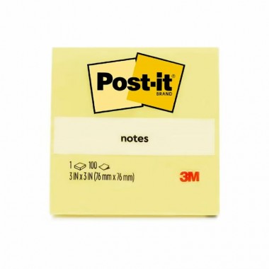POST IT NOTES 654 YELLOW 3"X3" 100S