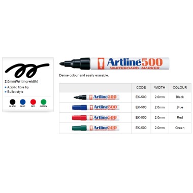 Artline 500A WhiteBoard Marker -Black 2.0mm