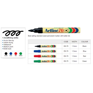 Artline 70 Permanent Markers Black