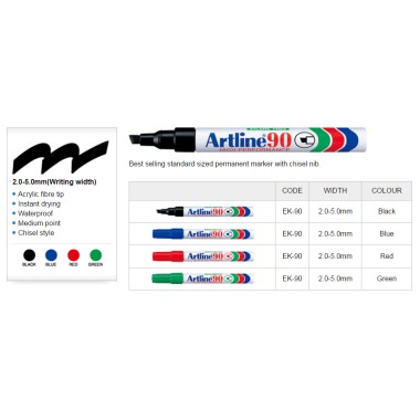 Artline 90 Permanent Markers Black